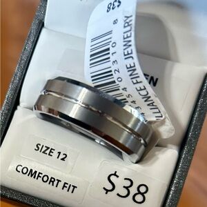 NEW Mens Ring Tungsten Wedding Band Silver size 12